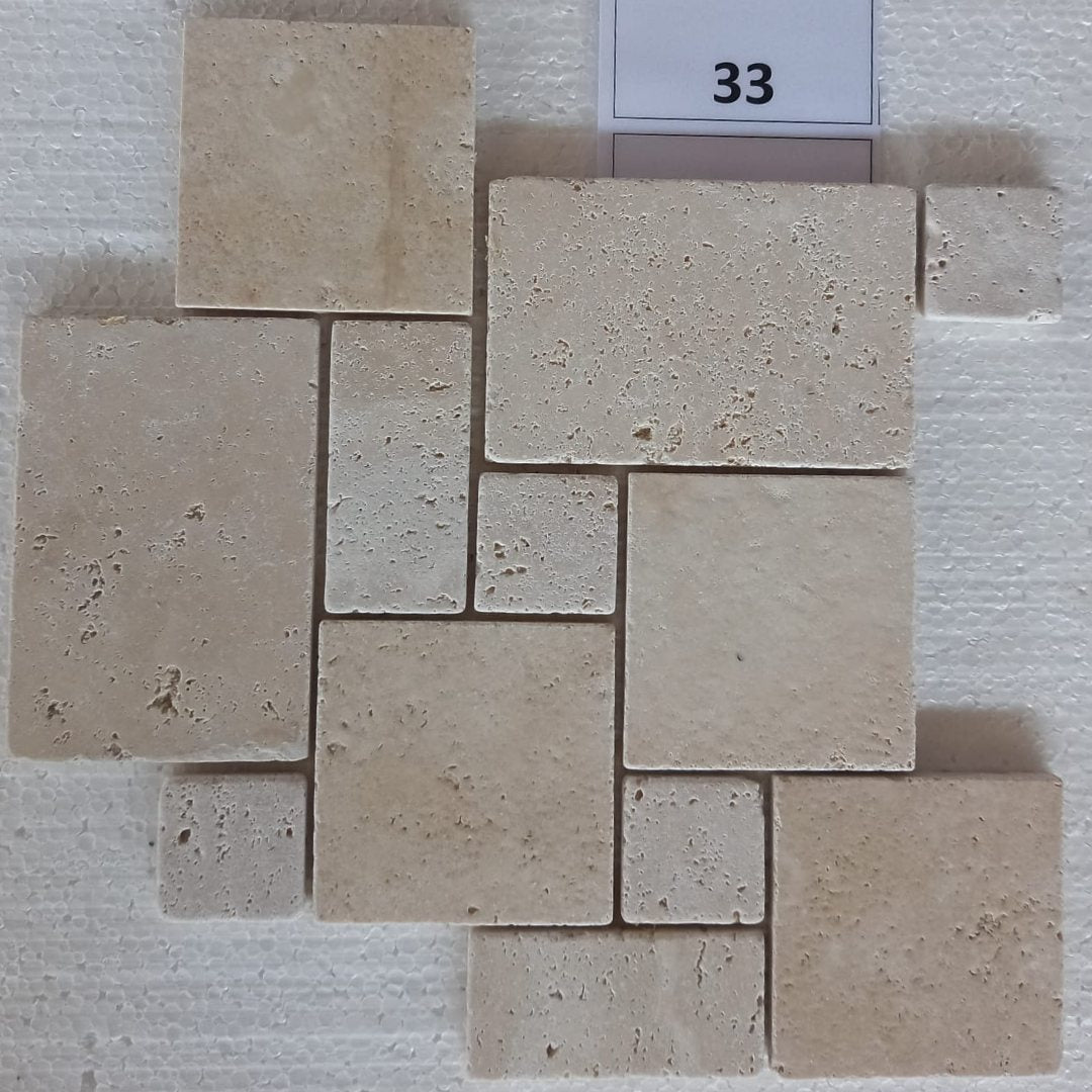 TRAVERTINE BEIGE Ashlar 12"x12" Tumbled Mosaic