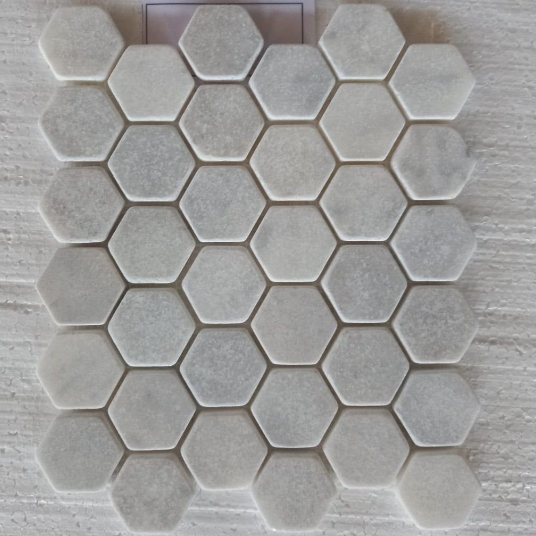 BIANCO WHITE Hexagon 12"x12" Tumbled Mosaic