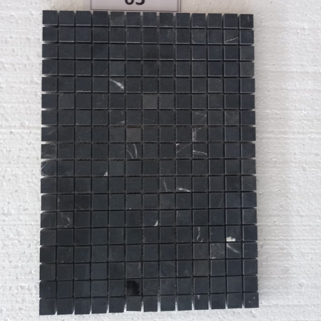 BLACK MARBLE Squares Mini 1.5"X1.5" on mesh 12.2"x8.6" Honed Mosaic