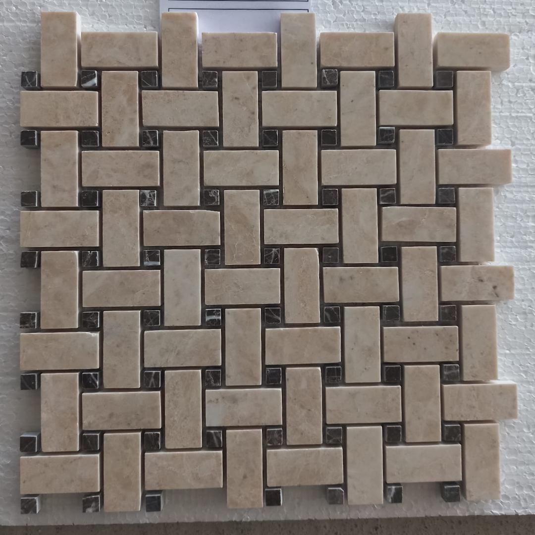 BEIGE & EMPRADOR Basket Weave Polished Mosaic