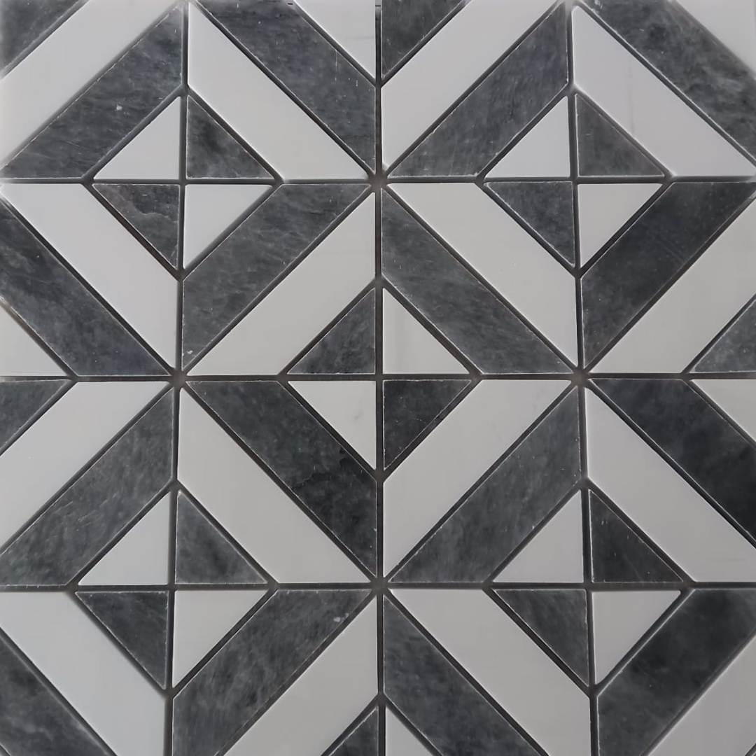 DOLOMITE & BLACK MARBLE Matrix 12"x12" Polished Mosaic