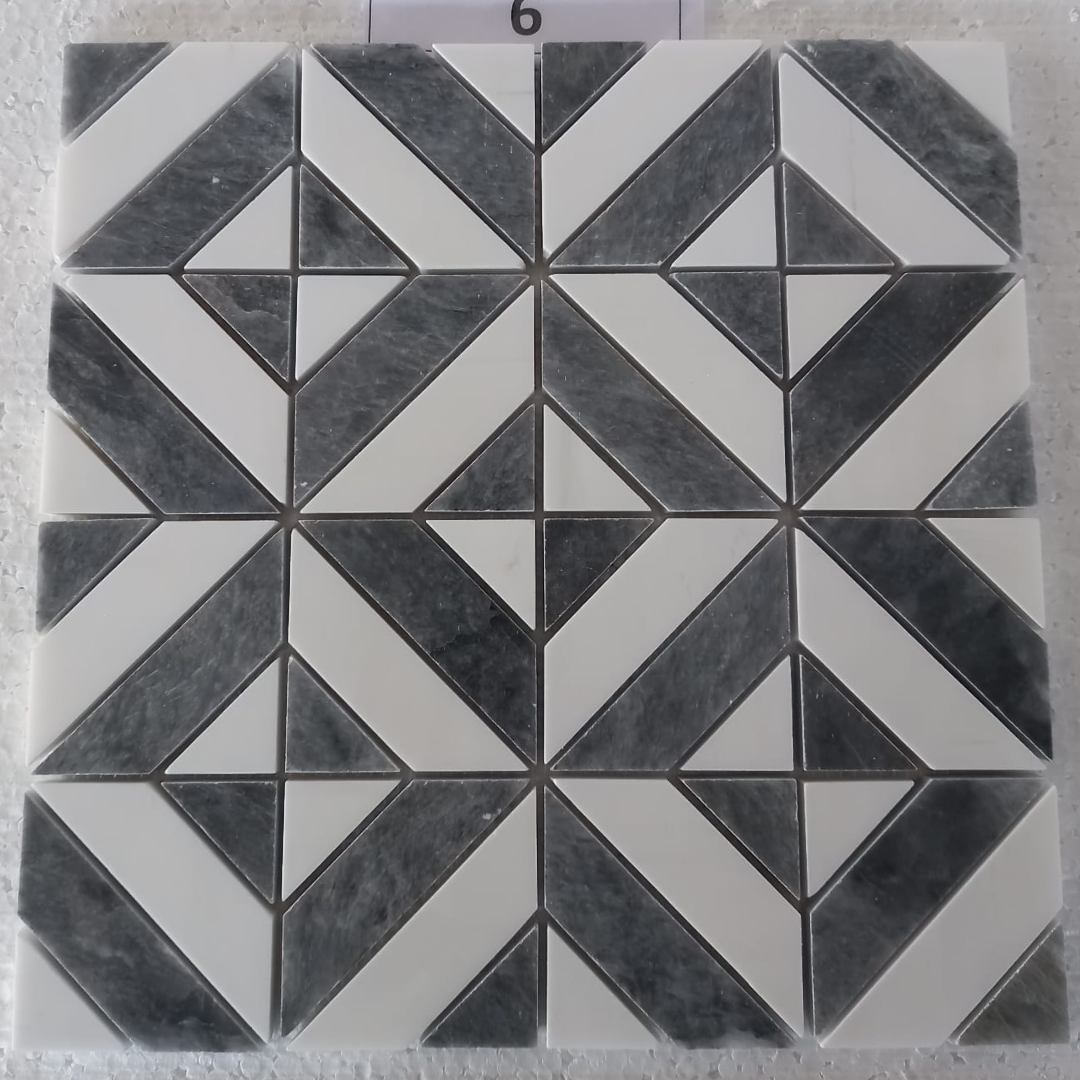 DOLOMITE & BLACK MARBLE Matrix 12"x12" Polished Mosaic