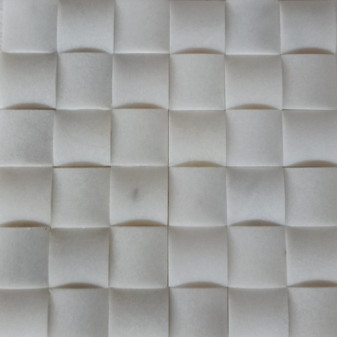 BIANCO WHITE 3d Weave 12"x12" Honed Mosaic
