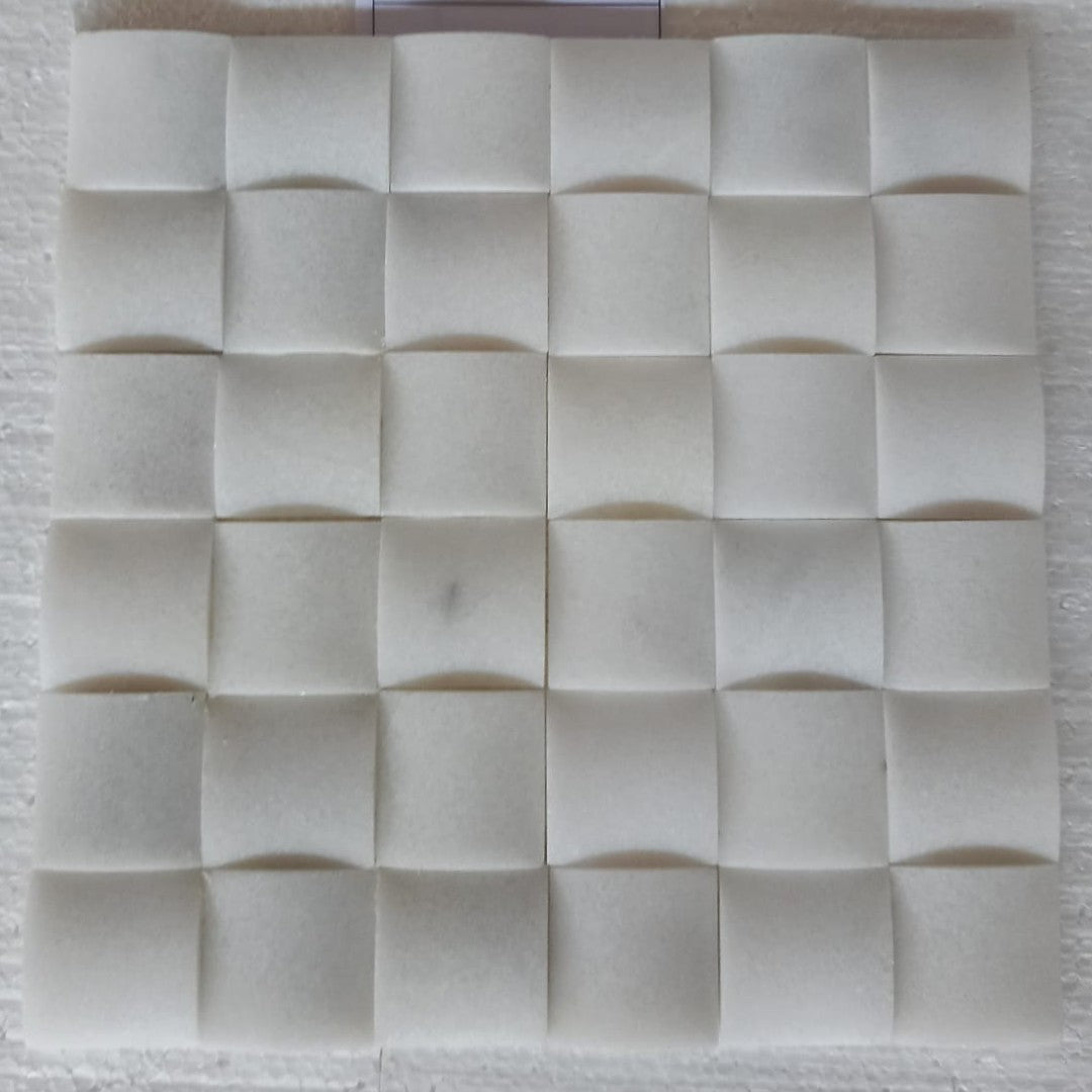 BIANCO WHITE 3d Weave 12"x12" Honed Mosaic