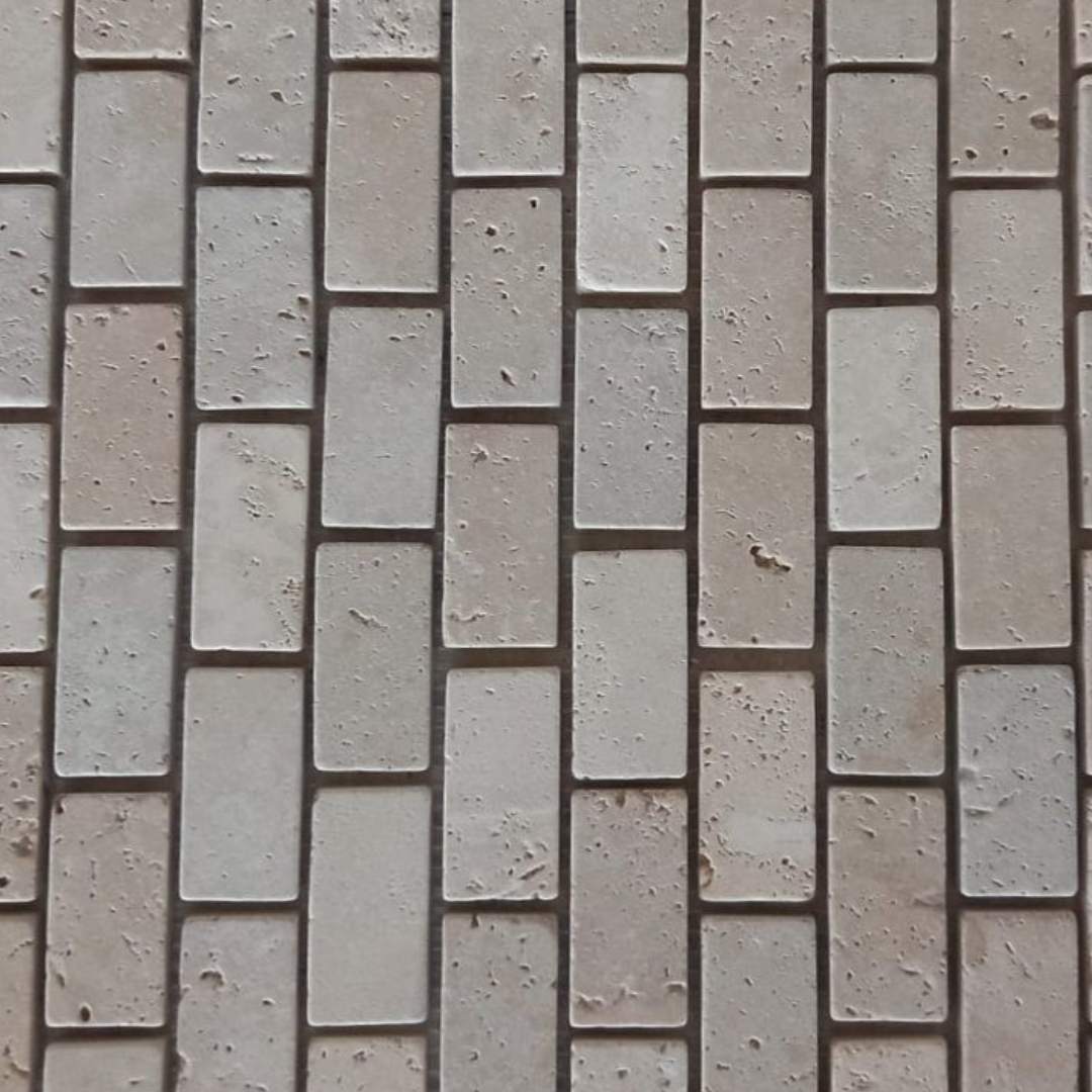 TRAVERTINE BEIGE Brick 1"X2" Tumbled Mosaic