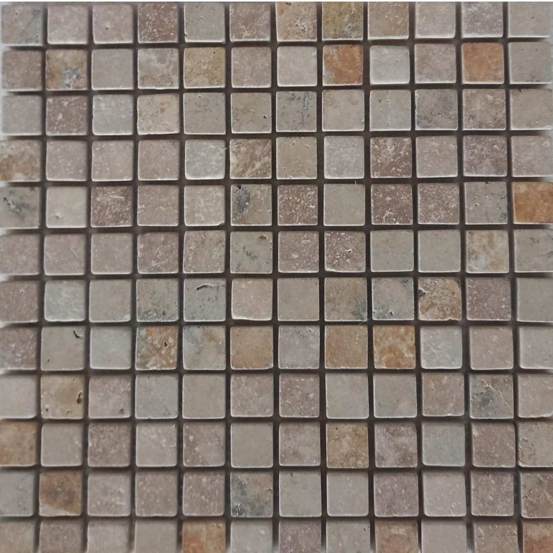 TRAVERTINE MIX COLOR Squares Mini 1"X1" Honed Mosaic