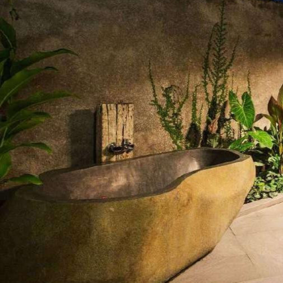 AMAZONAS River Stone Honed/Filled interior & Natural exterior Bathtub