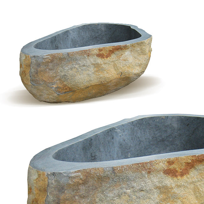 AMAZONAS River Stone Honed/Filled interior & Natural exterior Bathtub