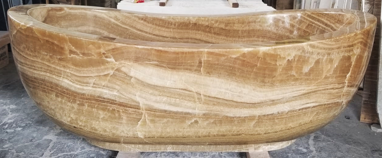 CARAMEL Onyx Polished Oval Bathtub