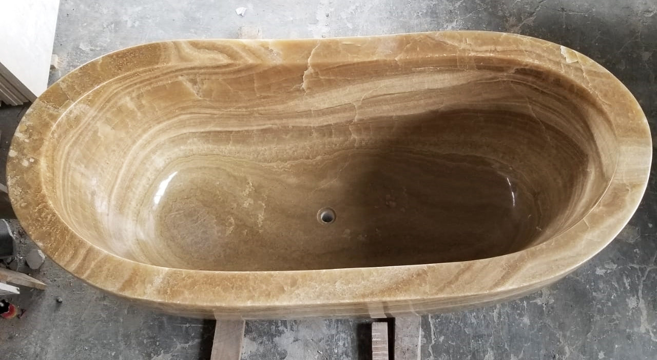 CARAMEL Onyx Polished Oval Bathtub