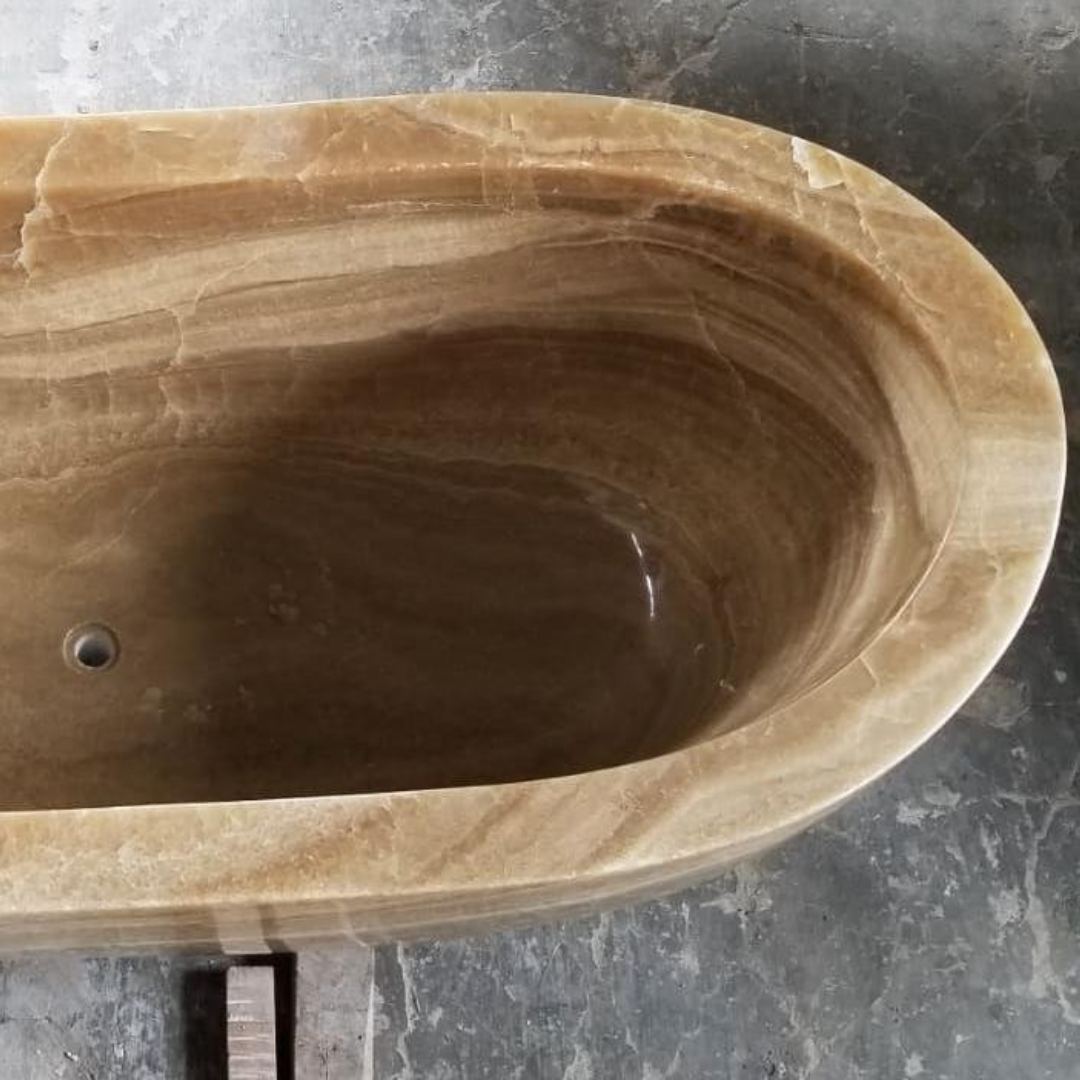 CARAMEL Onyx Polished Oval Bathtub