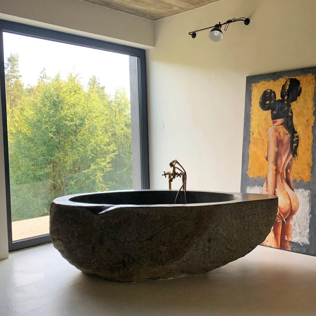 SILVERBROOK River Stone Honed/Filled interior & Natural exterior Bathtub