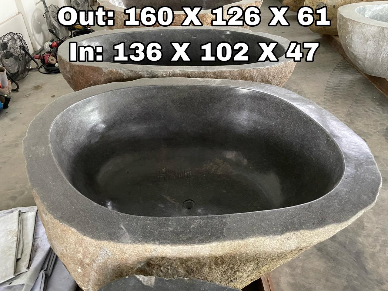 GREY GRANITE Natural hand carved made out of 63"x50"x24" Bathtub