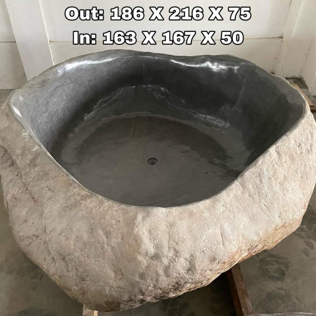 GREY GRANITE Natural hand carved made out of 73"x85"x30" Bathtub