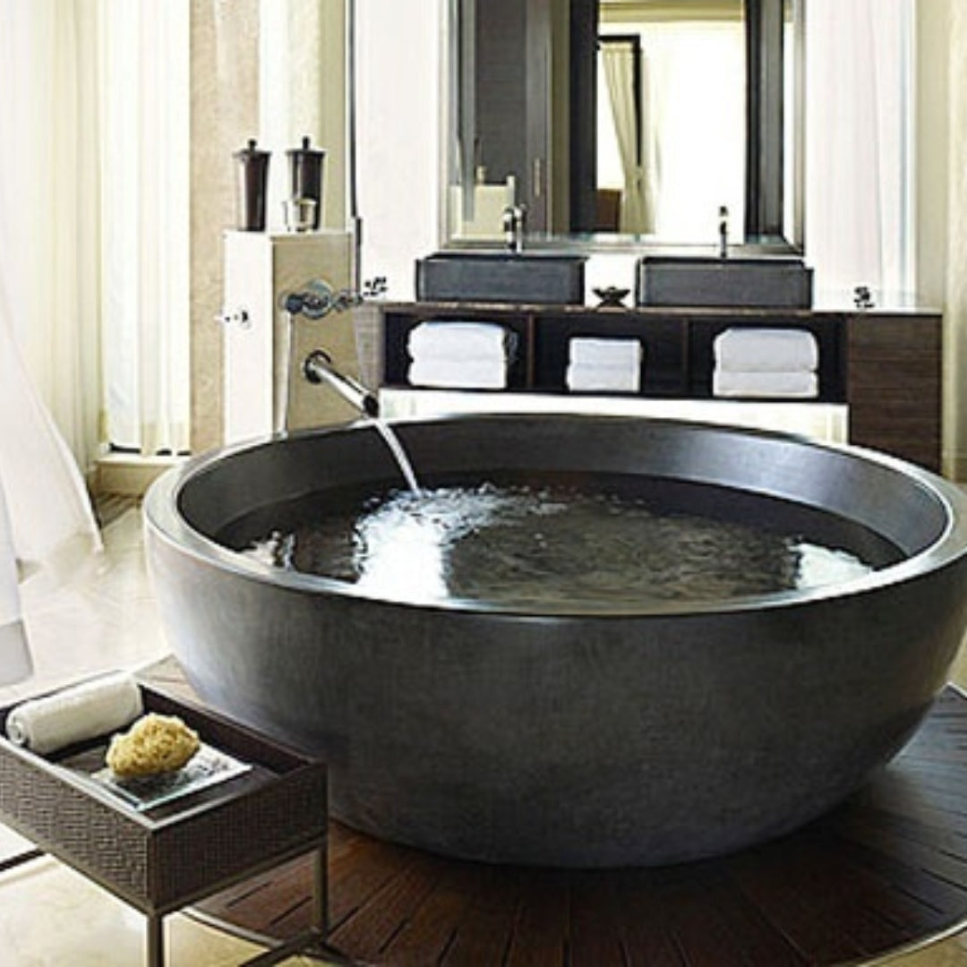 MAHINA Basalt Honed/Filled Round Bathtub