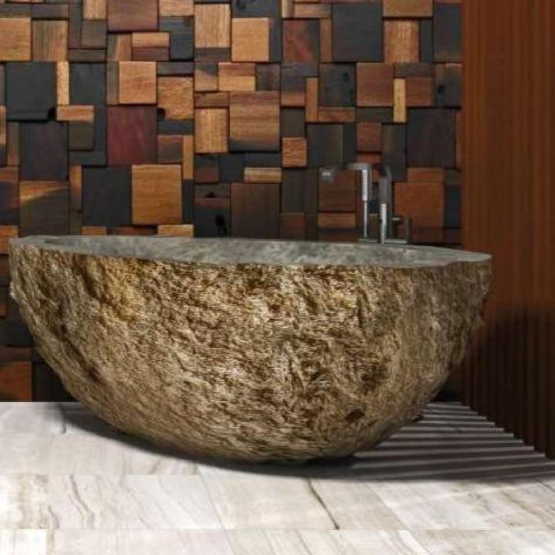 MOLOKAI River Stone Honed/Filled interior & Natural exterior Bathtub