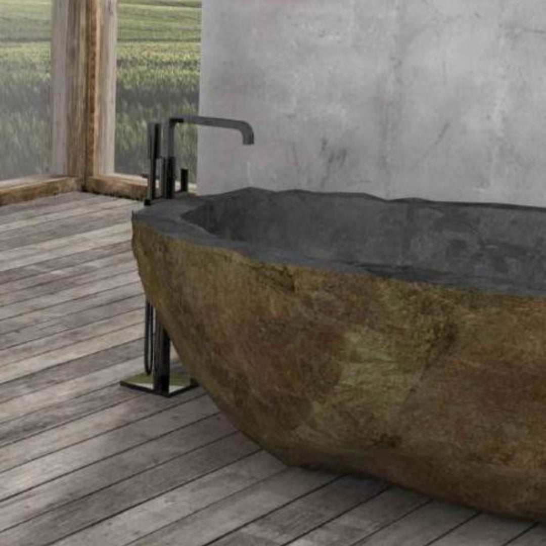 MOSSWOOD River Stone Honed/Filled interior & Natural exterior Bathtub