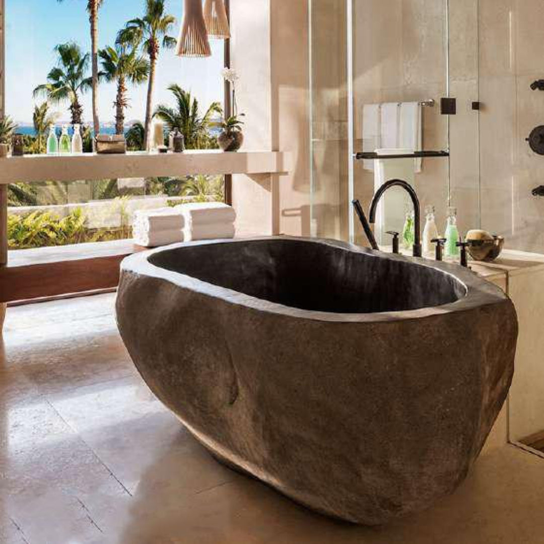 TIGRIS Basalt Honed/Filled interior & Natural exterior Bathtub