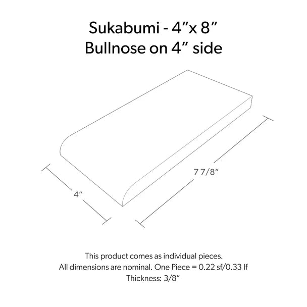 SUKABUMI SELECT 8x4, BULLNOSE ON 4" Honed