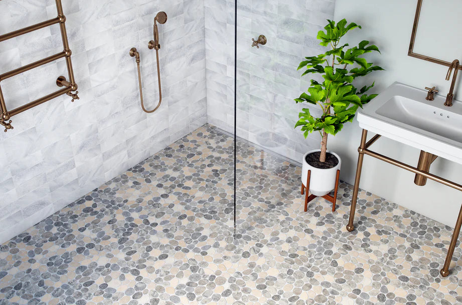 SWIRL GREY & BEIGE MARBLE, COBBLES