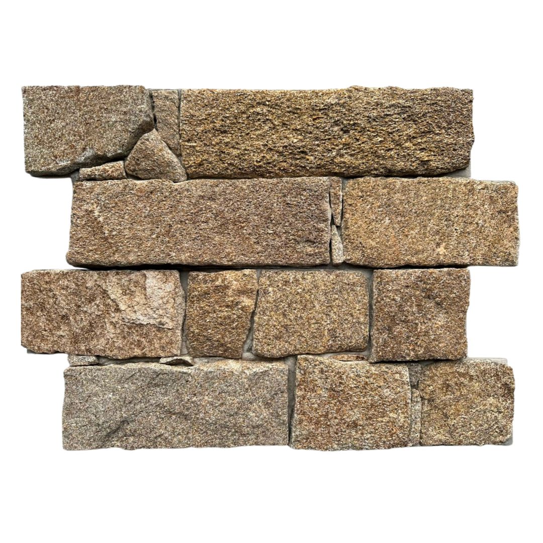 MOLEDO Granite Split-face irregular rectangles, glued on cement board, interlocking Ledger Wall Veneer