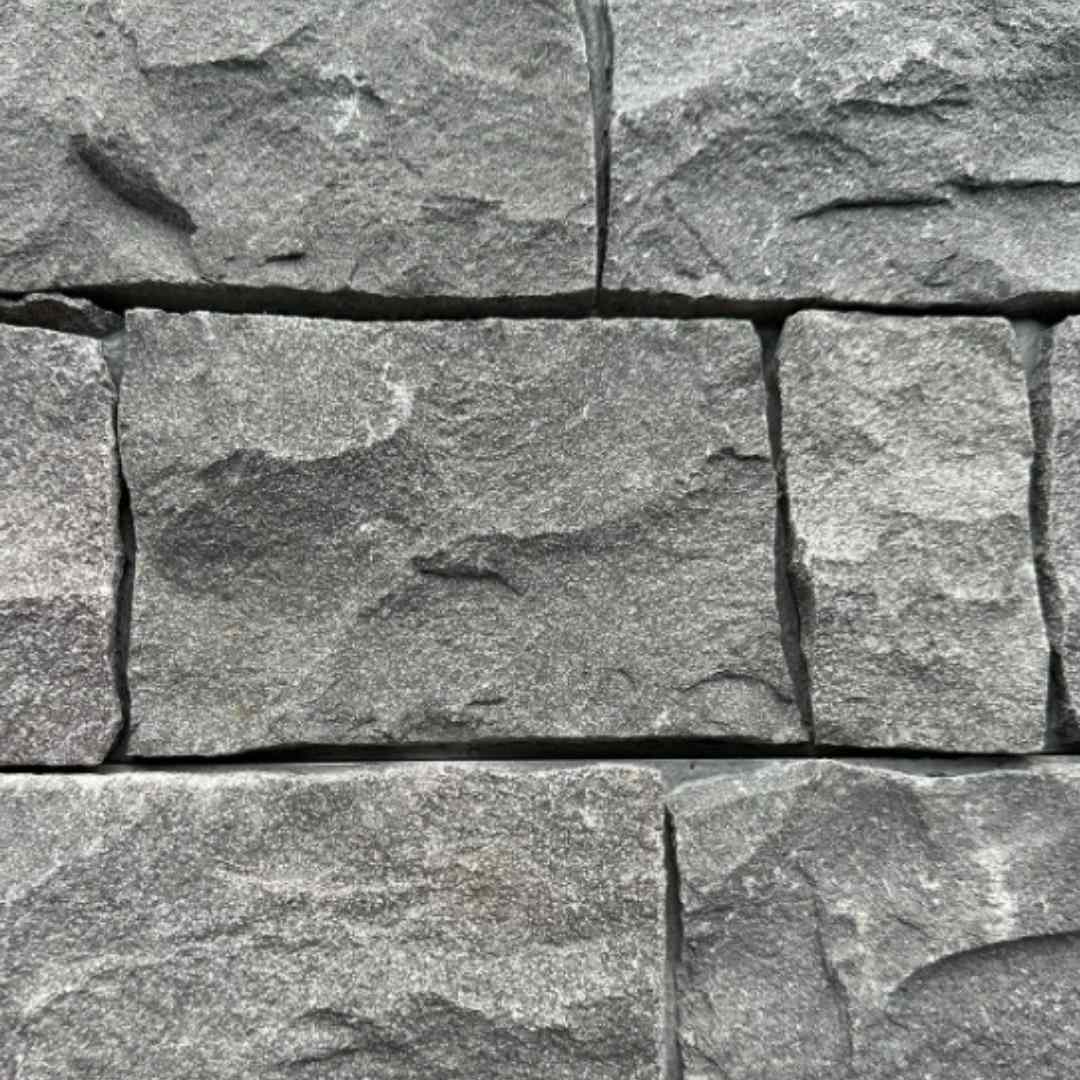 EROSION GREY Basalt Split-face irregular rectangles, glued on cement board, interlocking Wall Veneer