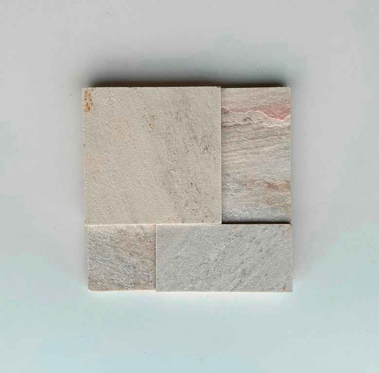 NAVARO WHITE Quartzite Split-face rectangles & squares, stacked glued Wall Veneer