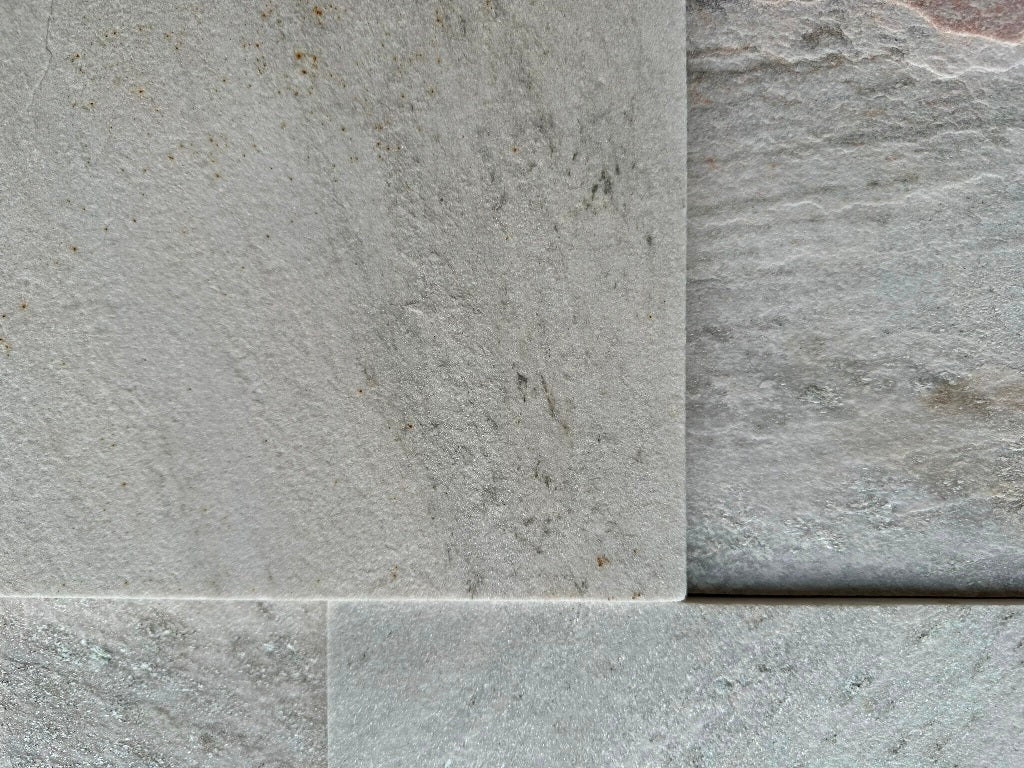 NAVARO WHITE Quartzite Split-face rectangles & squares, stacked glued Wall Veneer