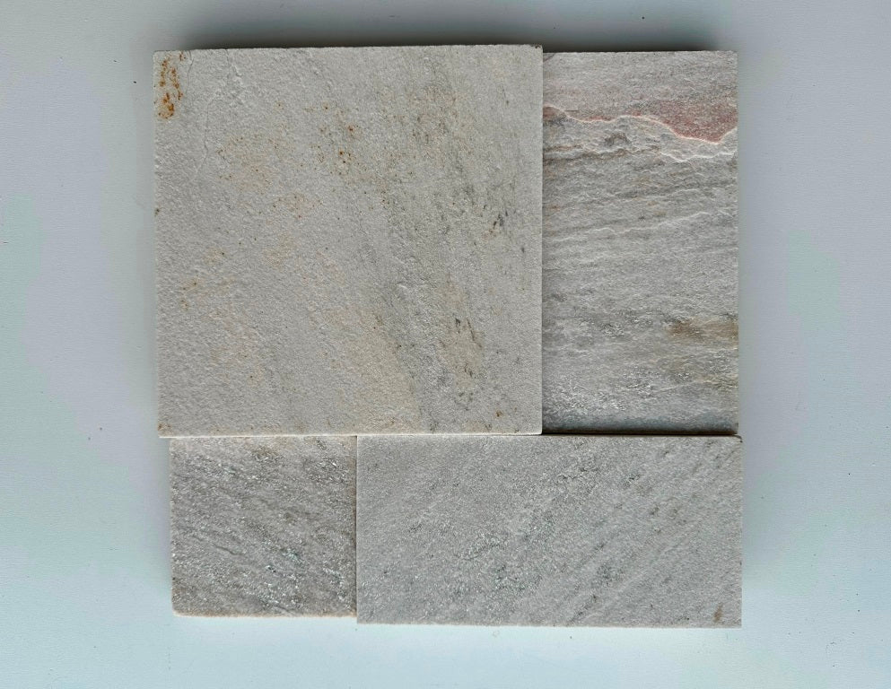 NAVARO WHITE Quartzite Split-face rectangles & squares, stacked glued Wall Veneer