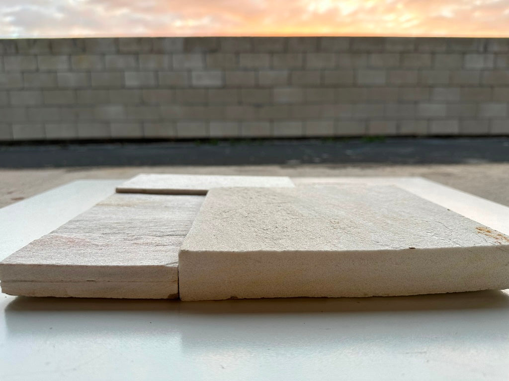 NAVARO WHITE Quartzite Split-face rectangles & squares, stacked glued Wall Veneer