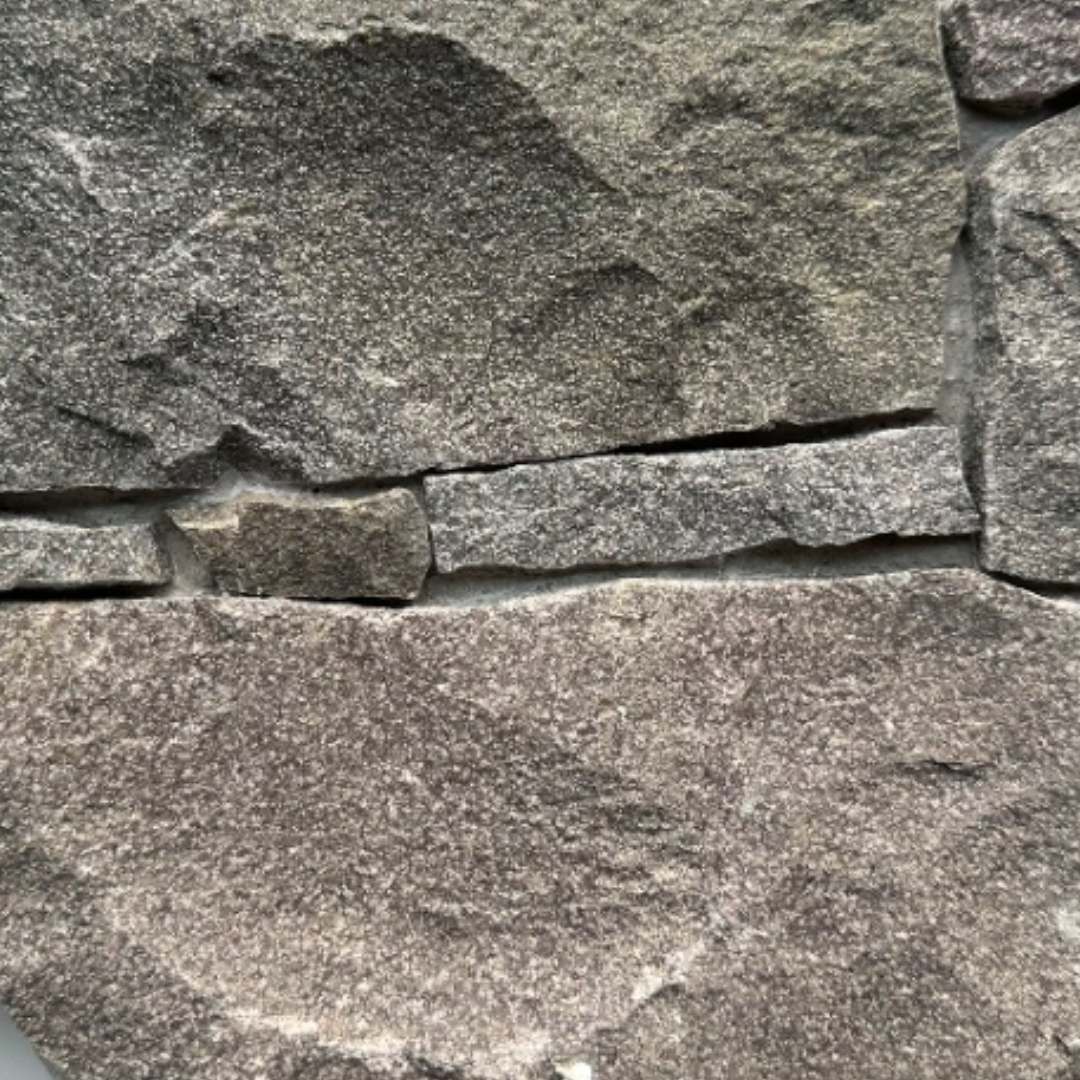 STAR GREY Basalt Split-face irregular random, glued on cement board, interlocking Wall Veneer