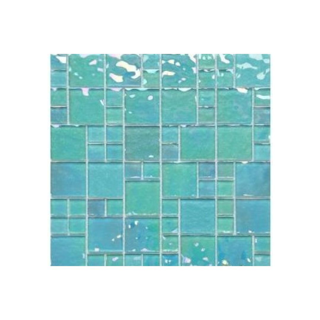 AQUAMARINE, SEA GLASS STRAIGHT SET 1.5x1.5 OFFSET