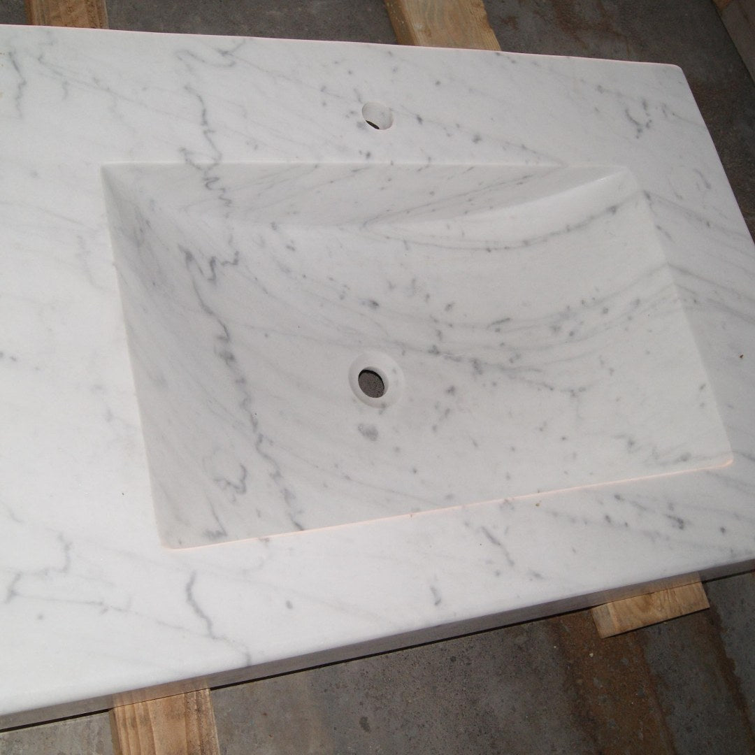 CARRARA WHITE Marble Polished, Straight & Bow Sink