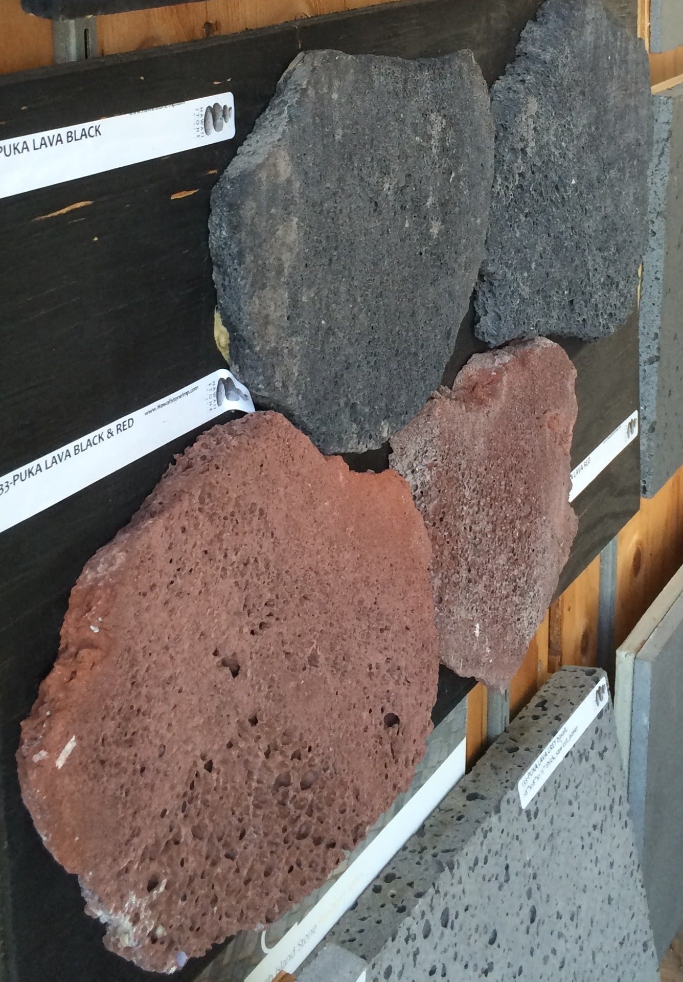 PUKA LAVA RED Basalt 3/4" Thick Saw Cut top & bottom Random Natural-Cleft Edge Wall Veneer