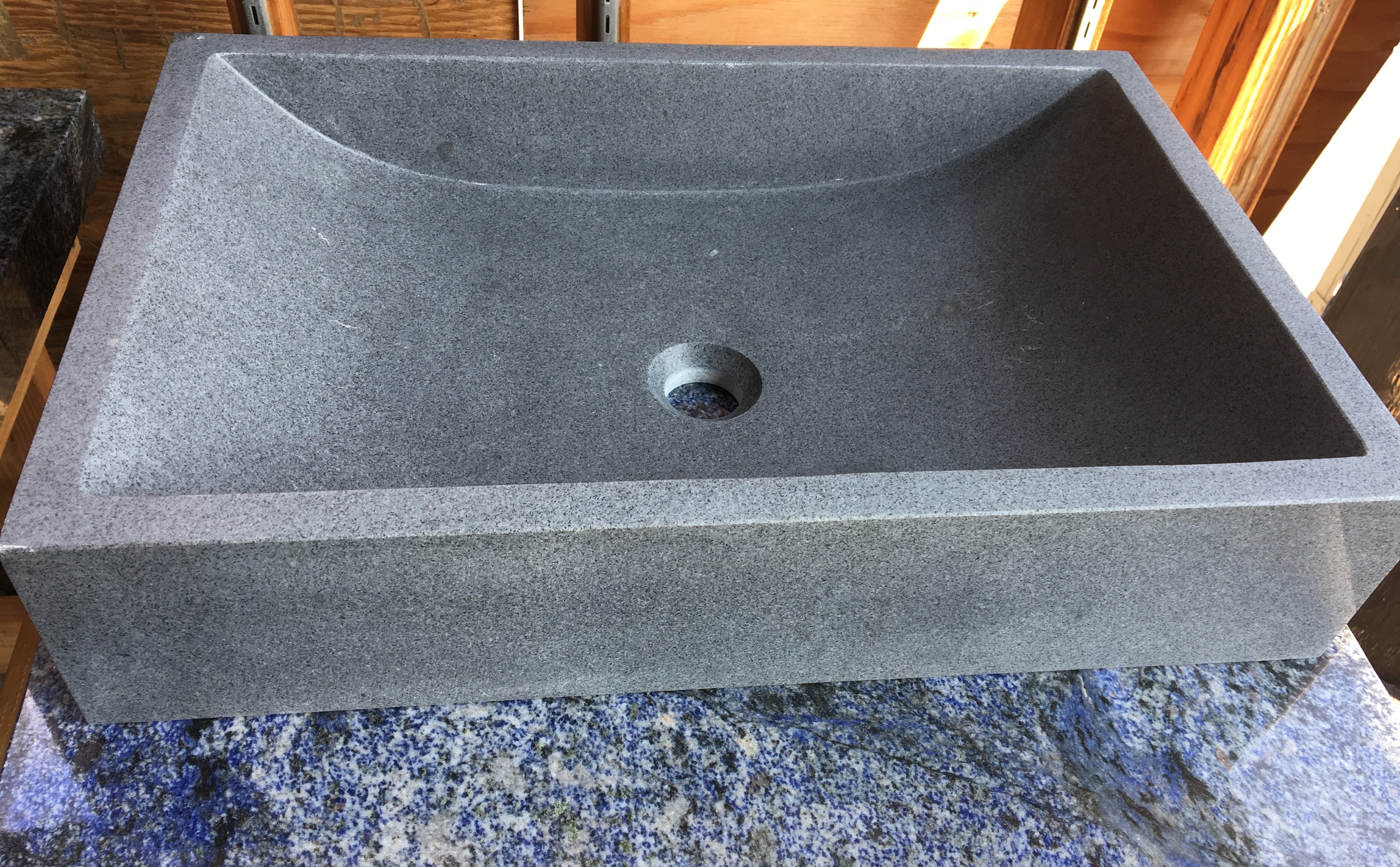 DARK GREY Granite Honed Straight & Bowl Sink