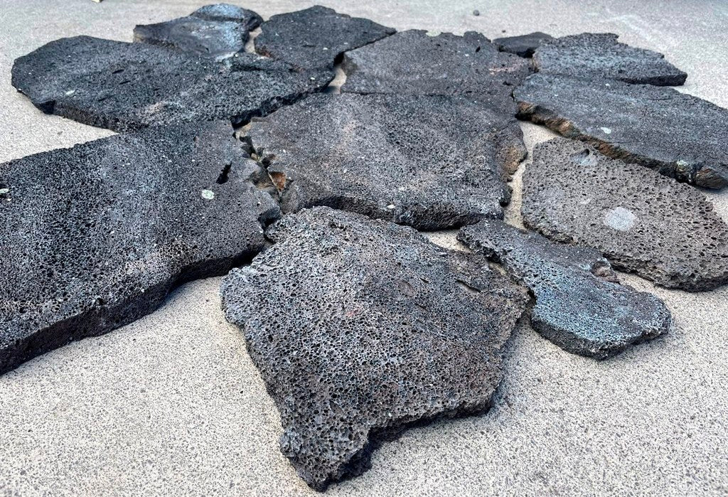 PUKA LAVA BLACK Basalt 3/4" Thick Saw Cut top & bottom Random Natural-Cleft Edge Wall Veneer