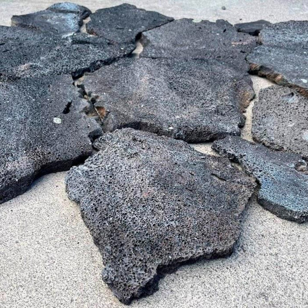 PUKA LAVA BLACK Basalt 3/4" Thick Saw Cut top & bottom Random Natural-Cleft Edge Wall Veneer