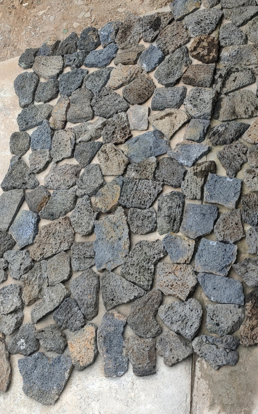 PUKA LAVA EARTHY Basalt 1-3" Thick Natural top & Saw Cut bottom Random Natural-Cleft Edge Wall Veneer