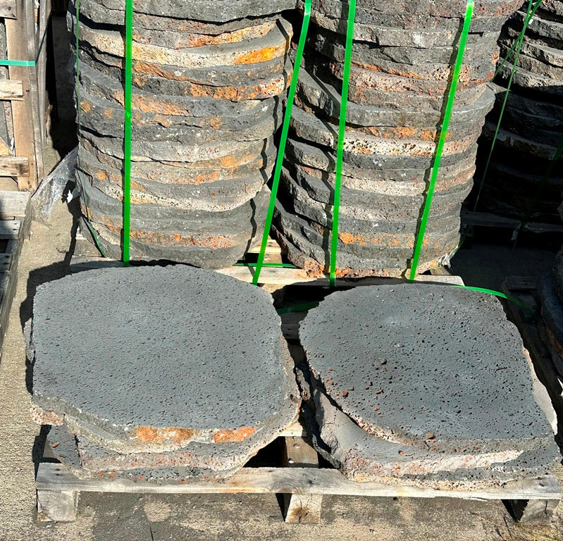 PUKA LAVA GREY - ROUND RANDOM, Basalt Brushed - 24" diameter & up x 1.5" thick Paver