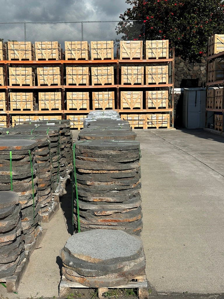 PUKA LAVA GREY - ROUND RANDOM, Basalt Brushed - 24" diameter & up x 1.5" thick Paver