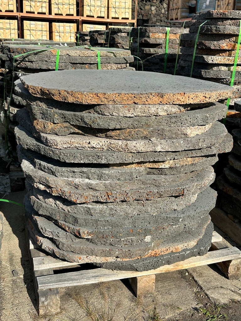 PUKA LAVA GREY - ROUND RANDOM, Basalt Brushed - 30" & up x 1.5" Paver & Flagstone