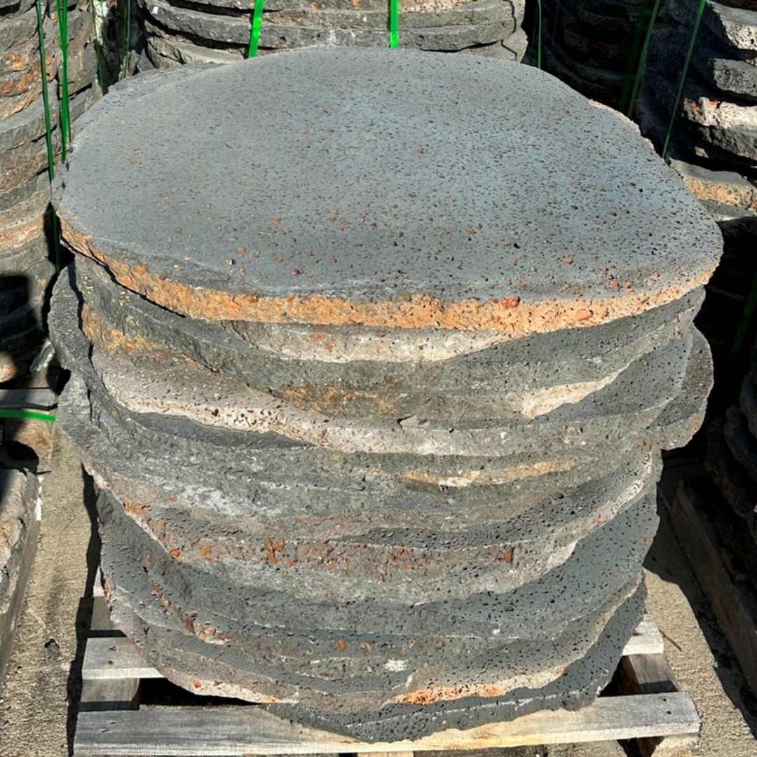 PUKA LAVA GREY - ROUND RANDOM, Basalt Brushed - 30" & up x 1.5" Paver & Flagstone