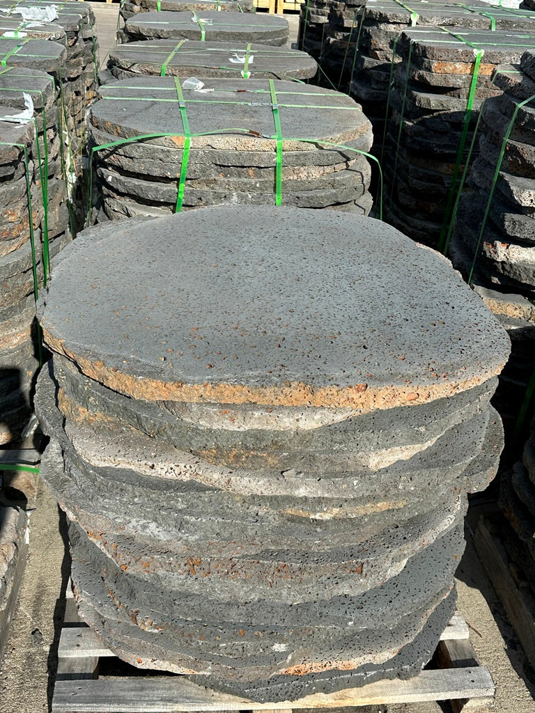 PUKA LAVA GREY - ROUND RANDOM, Basalt Brushed - 30" & up x 1.5" Paver & Flagstone