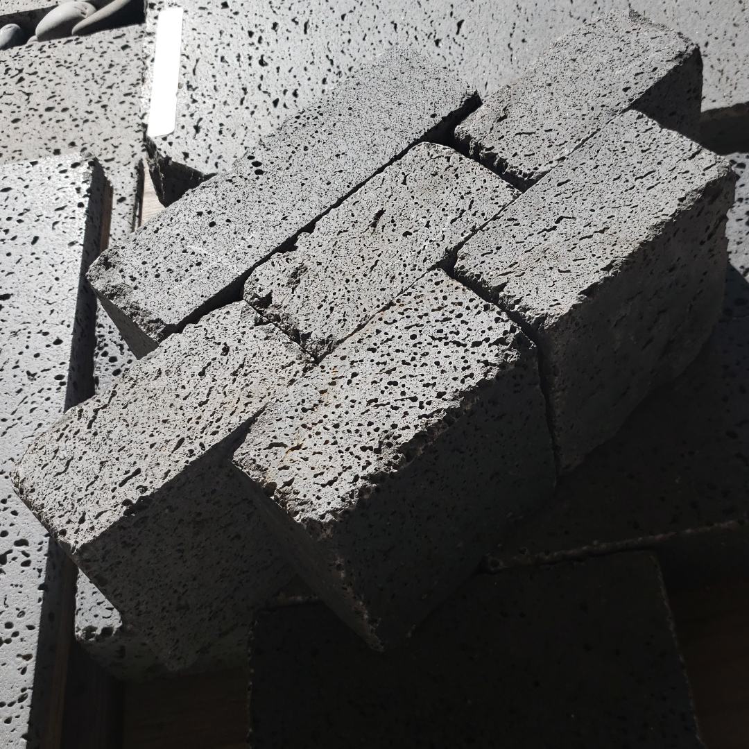 PUKA LAVA GREY - COBBLES, Basalt Brushed - 4" x 4" x 1.5" Paver & Flagstone