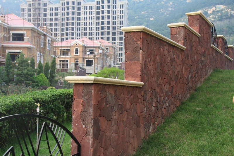 PUKA LAVA RED Basalt 3/4" Thick Saw Cut top & bottom Random Natural-Cleft Edge Wall Veneer