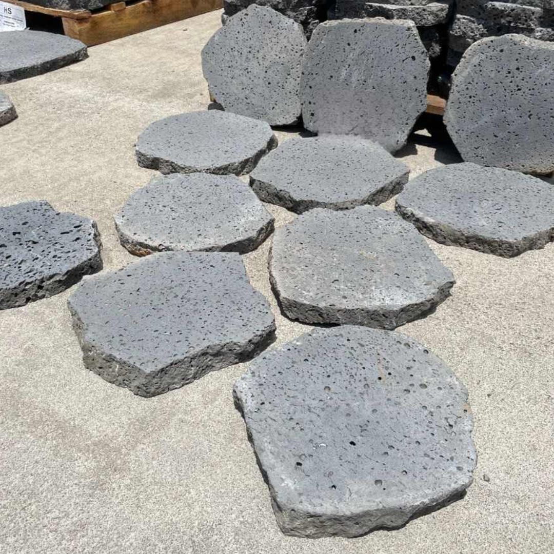 PUKA LAVA GREY - ROUND RANDOM, Basalt Brushed - 12" & up x 1.5" Paver & Flagstone