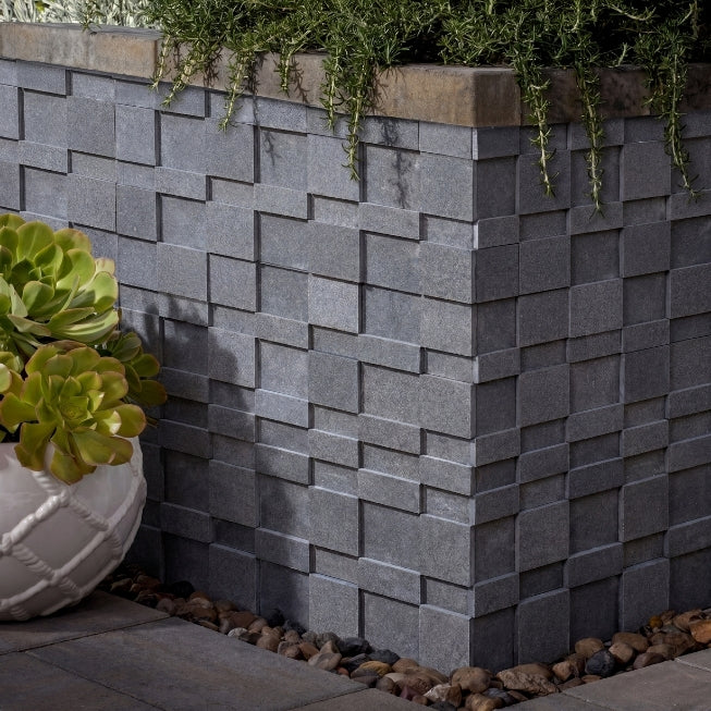 SOLID LAVA GREY 3D Mini Basketweave Honed Cladding - Vulcano