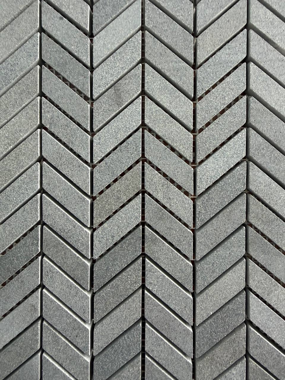 SOLID LAVA GREY Chevron Brushed Mosaic - Asian