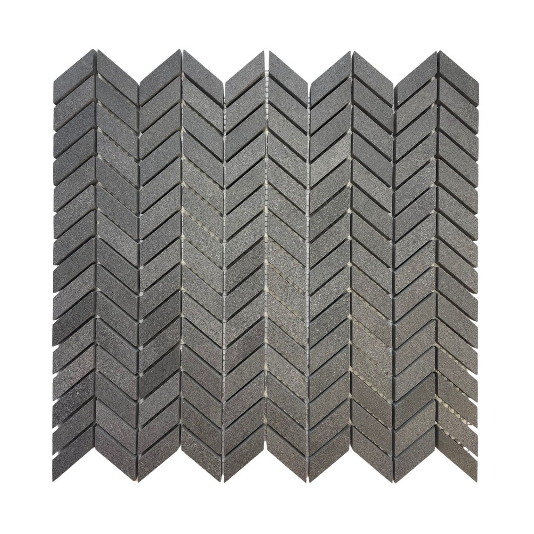 SOLID LAVA GREY Chevron Brushed Mosaic - Asian