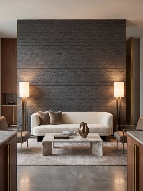 SOLID LAVA GREY Finger Cross Brushed Mosaic